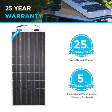 175 Watt 12 Volt Flexible Monocrystalline Solar Panel