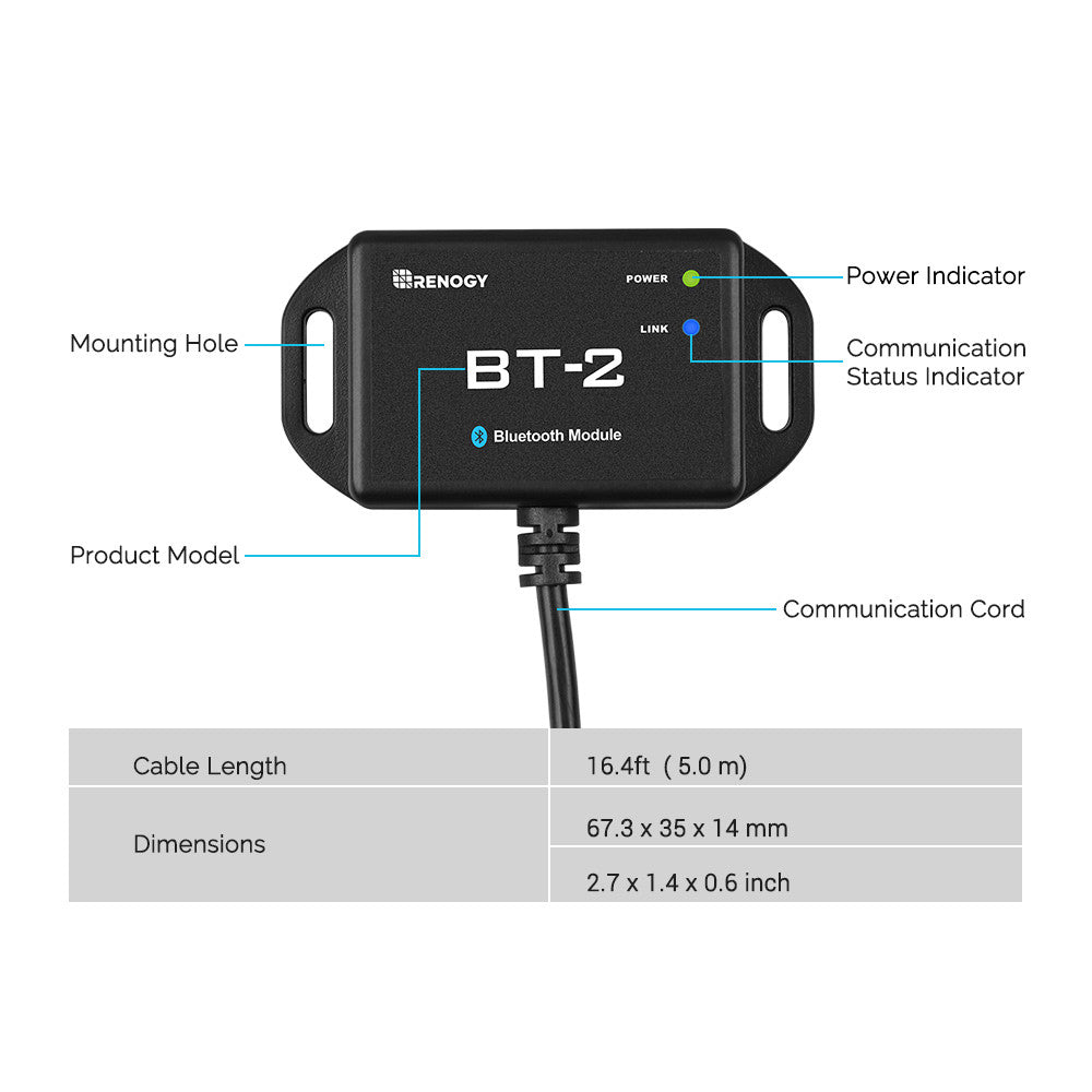 BT-2 Bluetooth Module for Renogy Products w/ RS485 Port