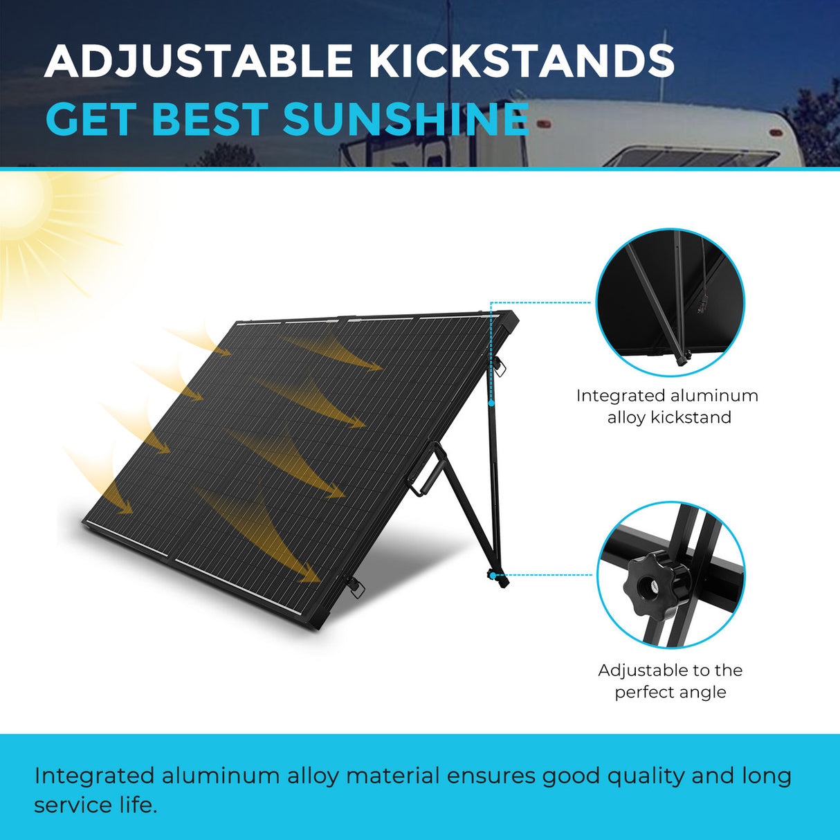 100 Watt 12 Volt Monocrystalline Foldable Portable Solar Suitcase with Voyager Waterproof Charge Controller