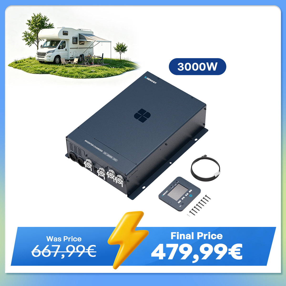 12V 3000W HF Inverter Charger Pure Sine Wave High-Frequency