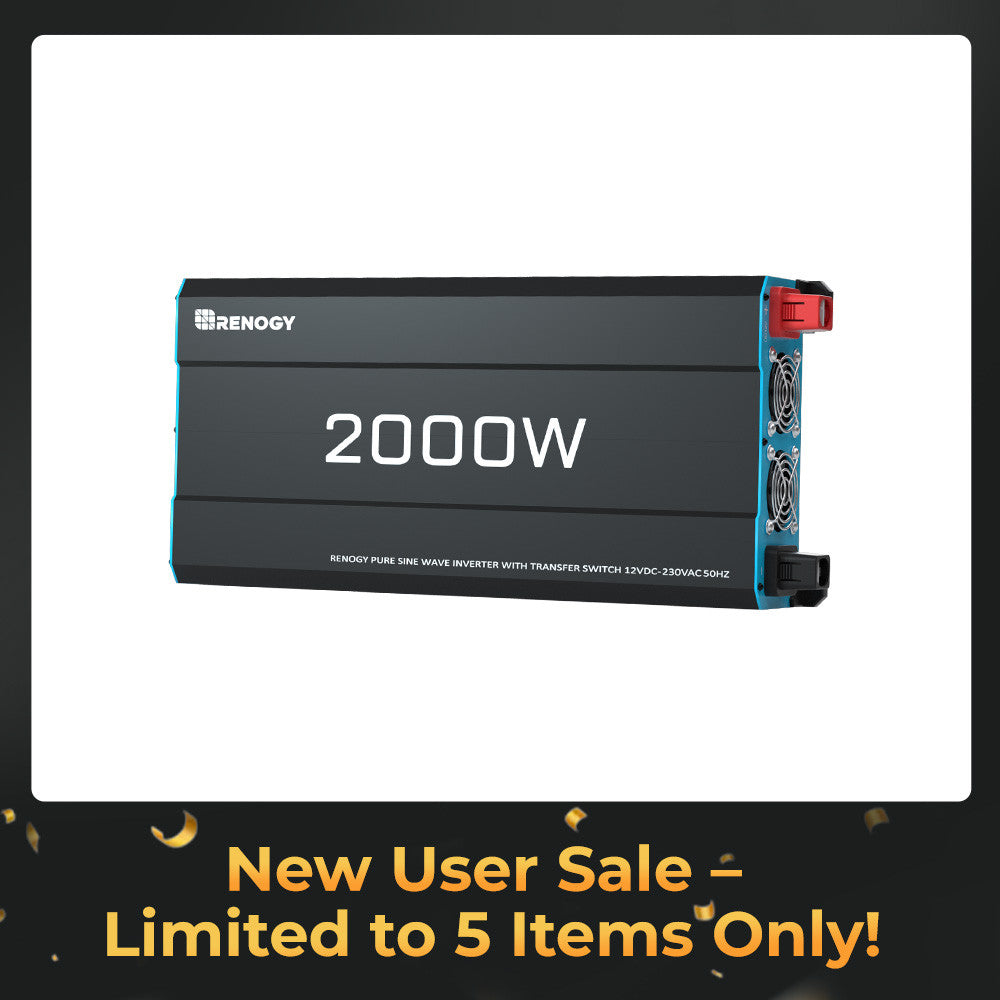 2000W 12V Solar Inverter Pure Sine Wave DC to AC for Camper Van Motorhome Off-Grid