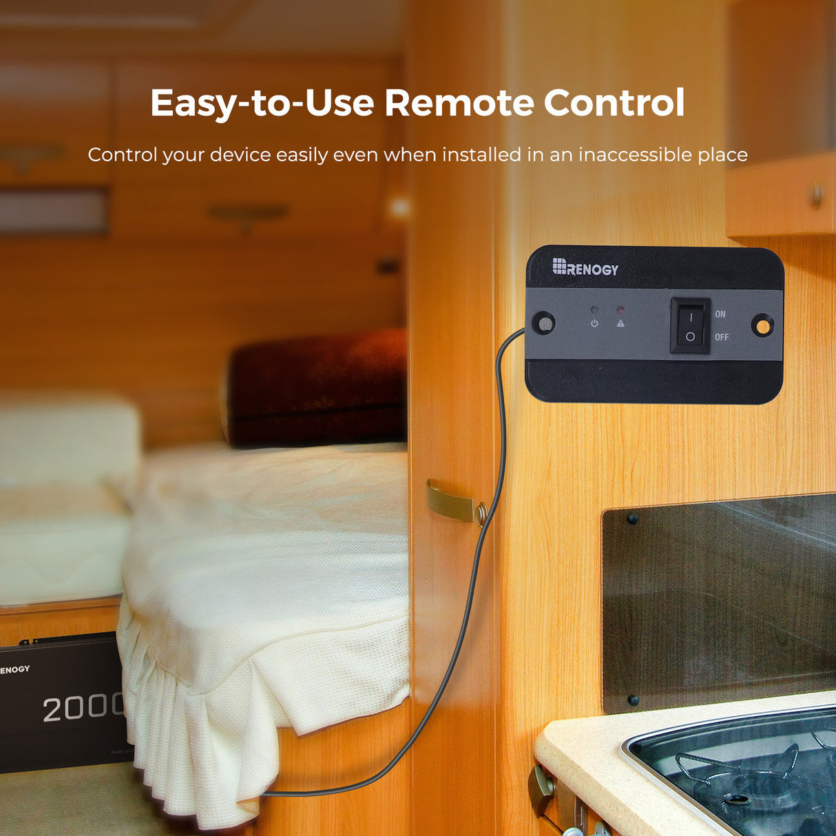 2000W 12V Solar Inverter Pure Sine Wave DC to AC for Camper Van Motorhome Off-Grid