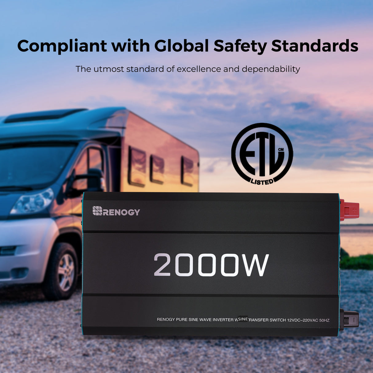 2000W 12V Solar Inverter Pure Sine Wave DC to AC for Camper Van Motorhome Off-Grid