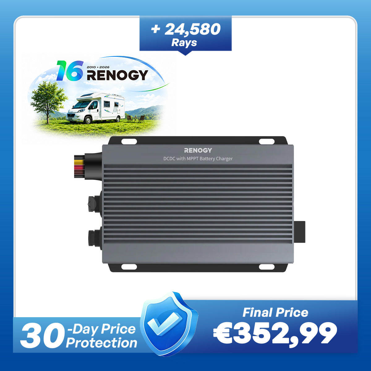 12V/24V IP67 50A DC-DC Battery Charger with MPPT