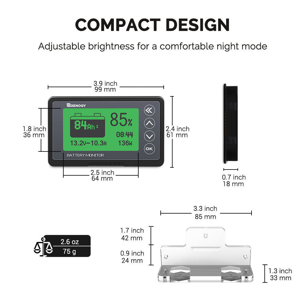 500A Battery Monitor with Shunt/Sampler (Coulomb meter)