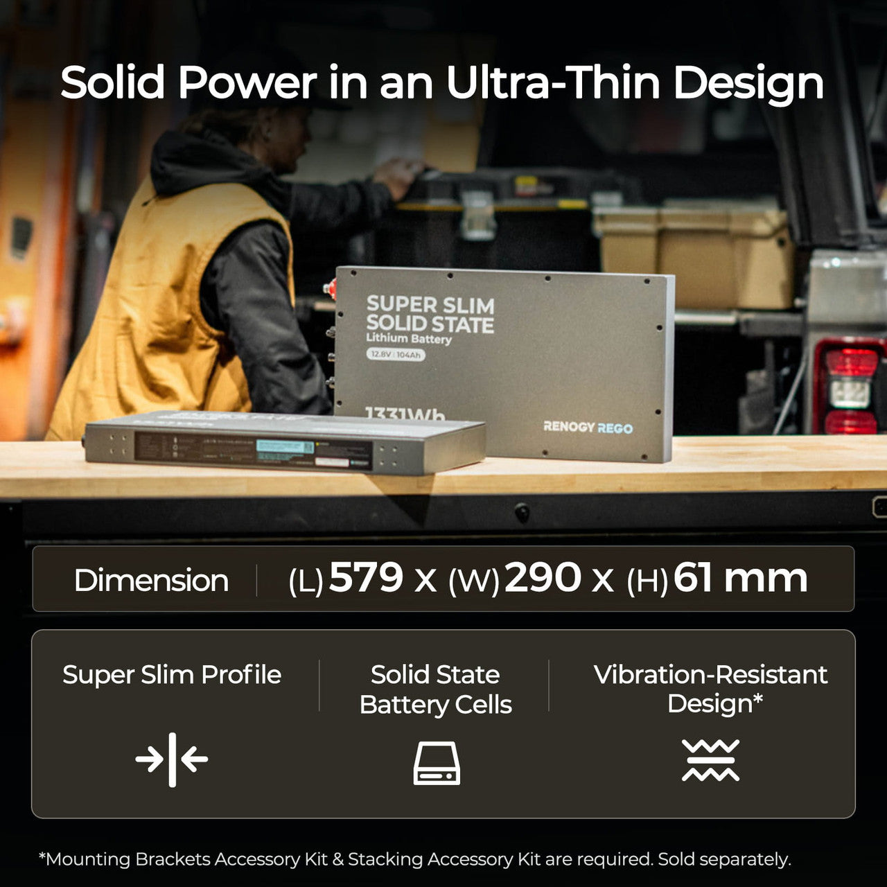 REGO - 12.8V 104Ah Super Slim Lithium Iron Phosphate Battery