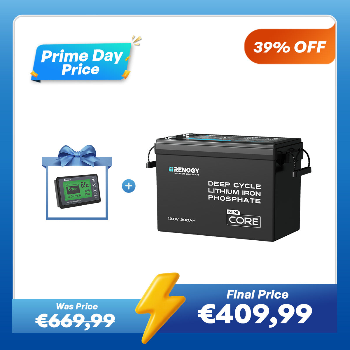 Core Mini - 12V 200Ah LiFePO4 Battery w/ Low-Temperature Protection