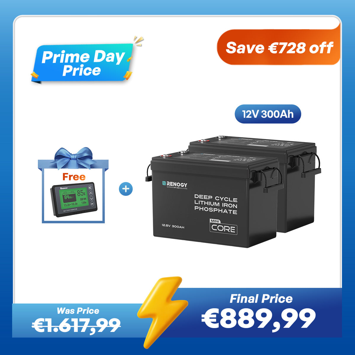 Core Mini - 12V 300Ah LiFePO4 Battery w/ Low-Temperature Protection