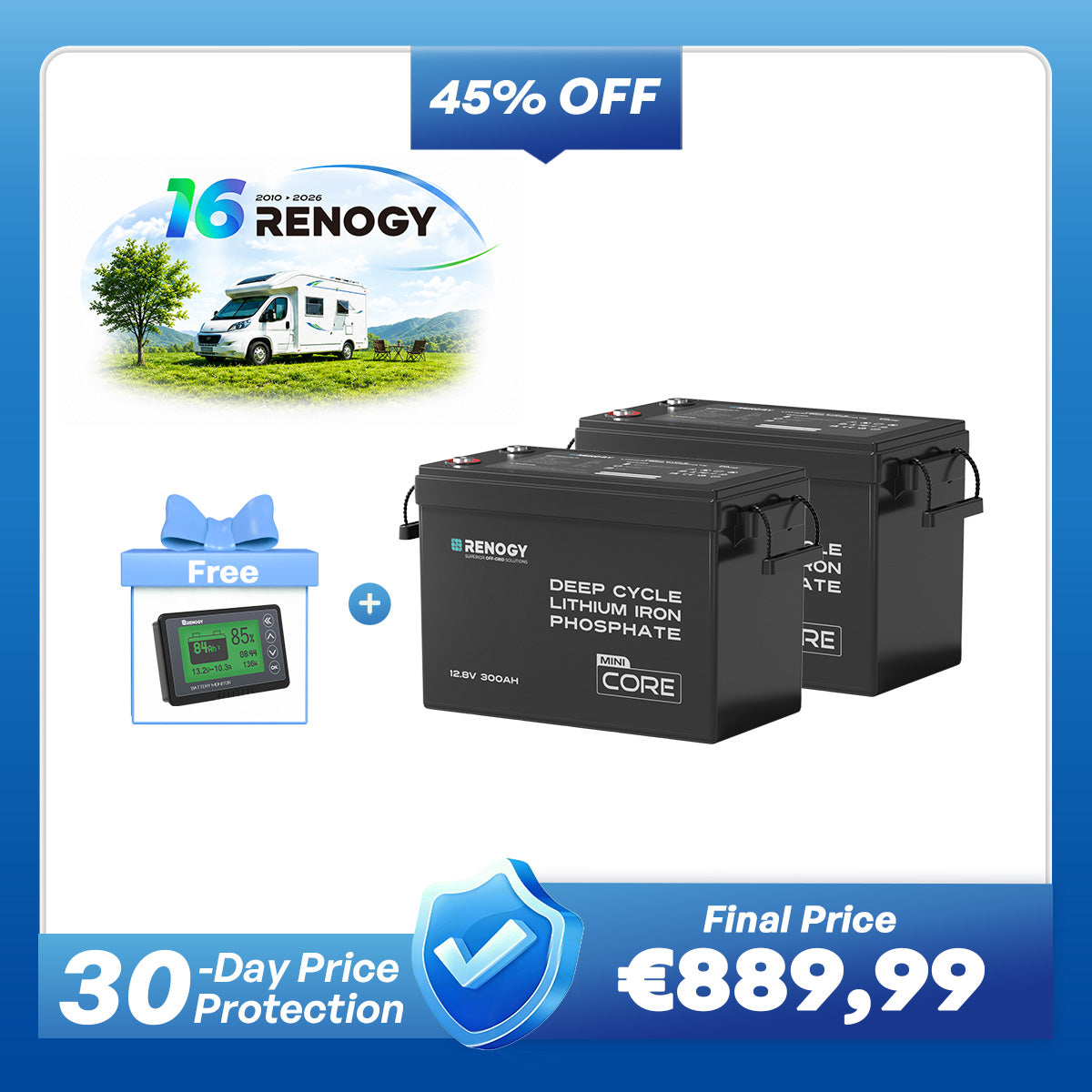 Core Mini - 12V 300Ah LiFePO4 Battery w/ Low-Temperature Protection