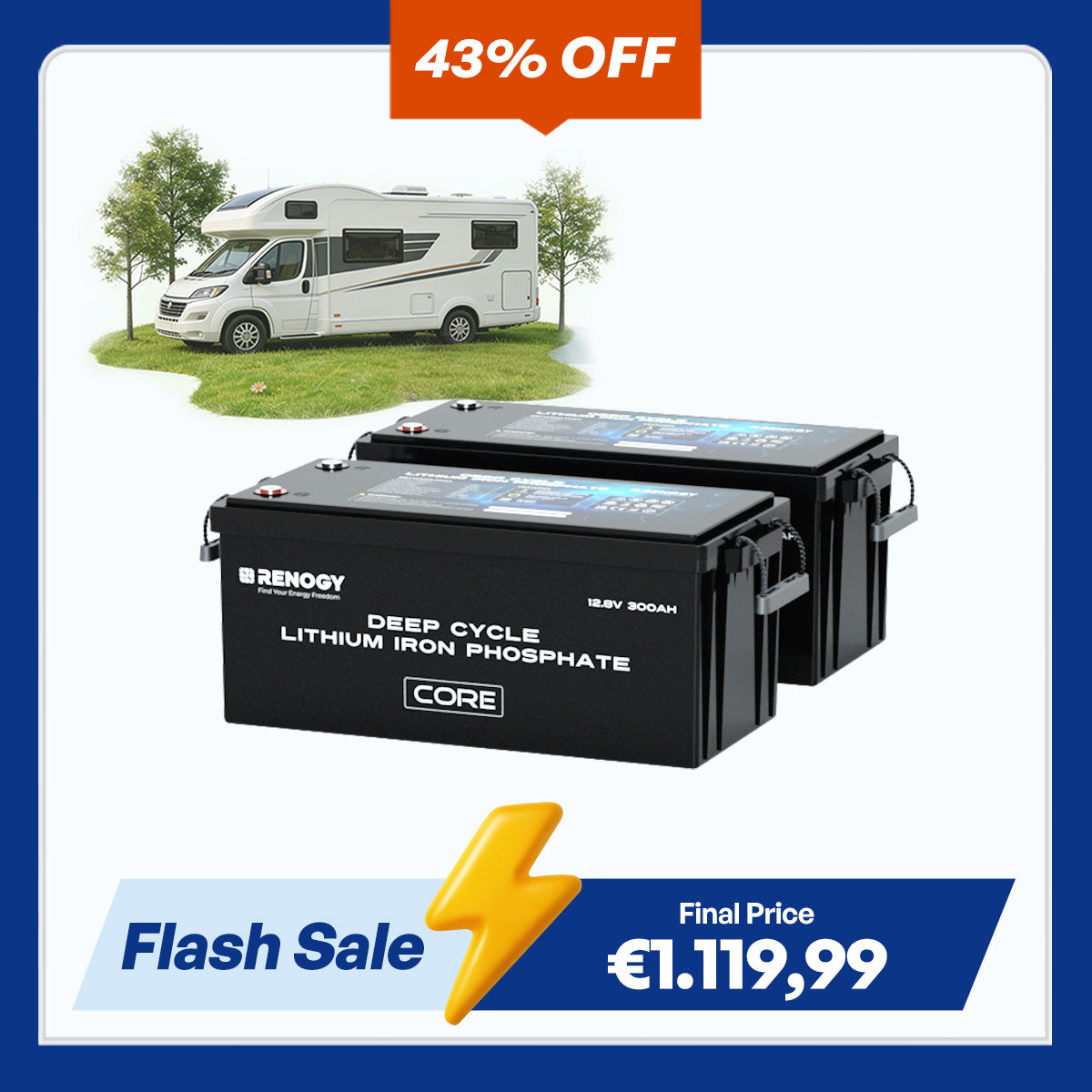 12V 300Ah Core Series Deep Cycle Lithium Iron Phosphate Battery w/Self-Heating New Version