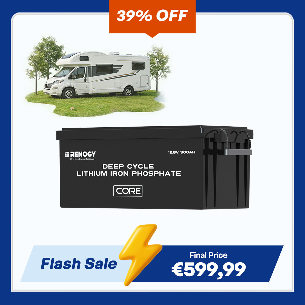 12V 300Ah Core Series Deep Cycle Lithium Iron Phosphate Battery w/Self-Heating New Version