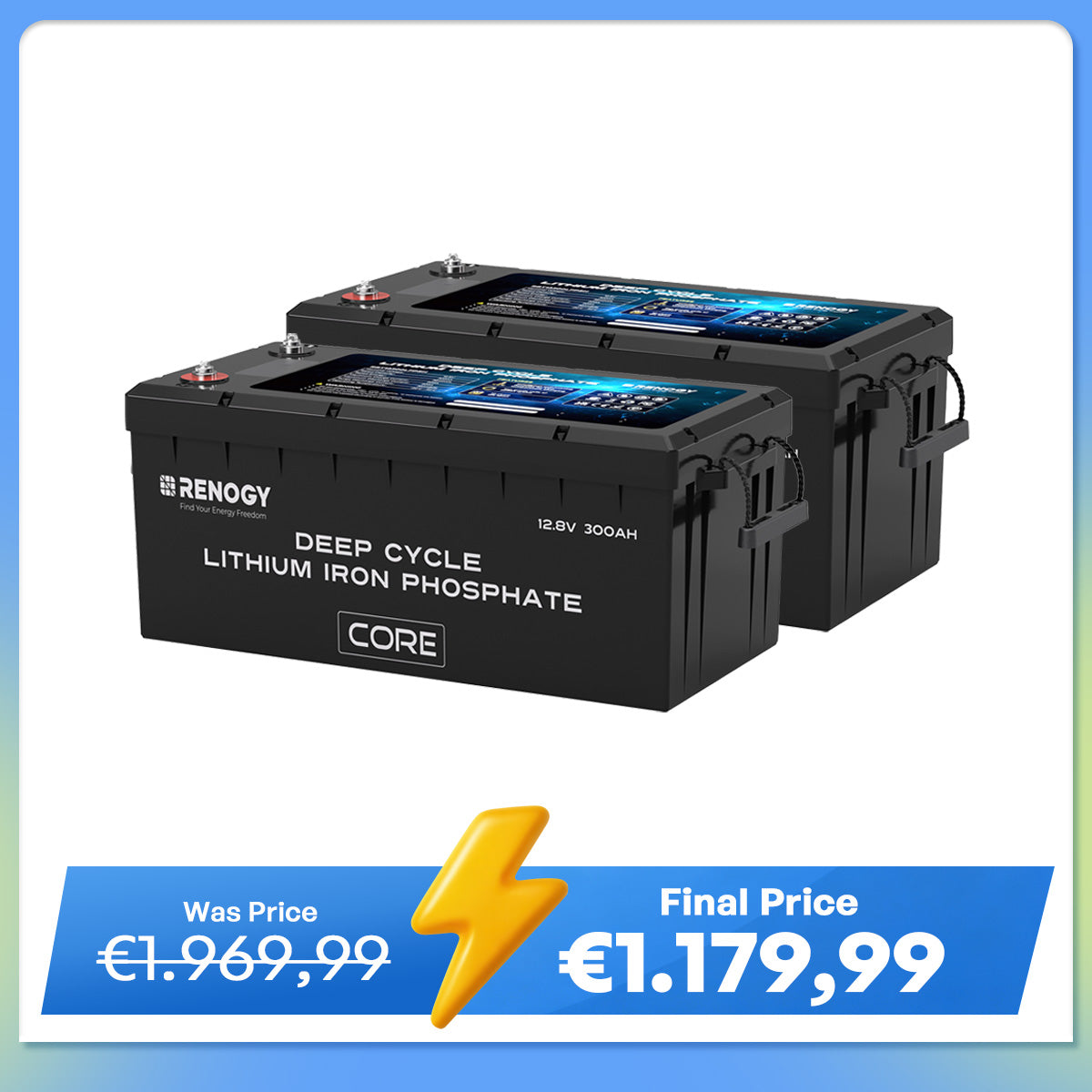 12V 300Ah Core Series Deep Cycle Lithium Iron Phosphate Battery w/Self-Heating New Version