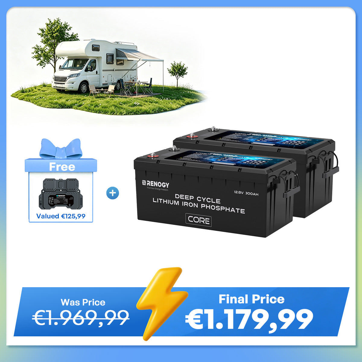 12V 300Ah Core Series Deep Cycle Lithium Iron Phosphate Battery w/Self-Heating New Version