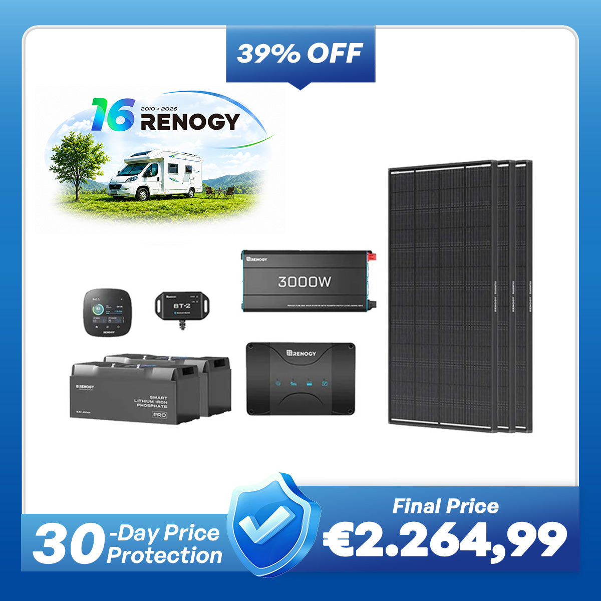 5,12Kwh Caravan Power System | 3000W inverter, 50A Battery Charger