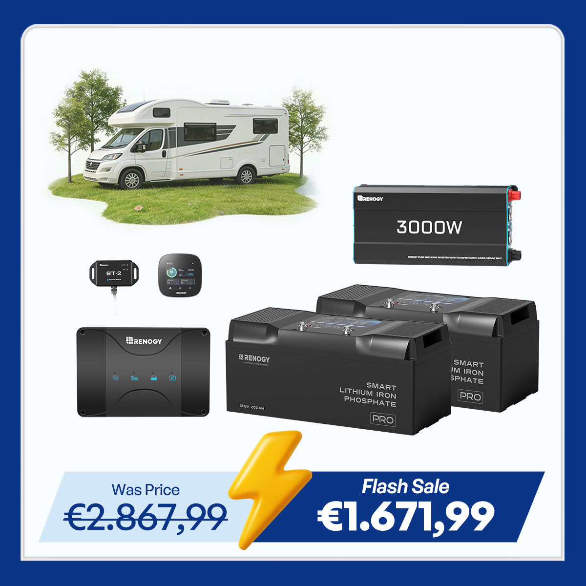 5,12Kwh Caravan Power System | 3000W inverter, 50A Battery Charger