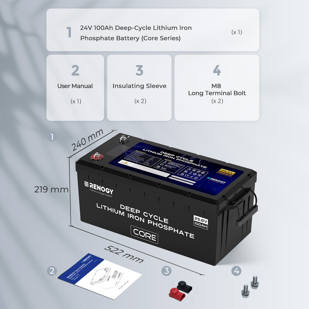 24V 100Ah lithium LiFePo4 battery with self-heating