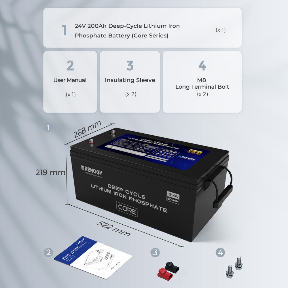 Core-24V 200Ah Deep Cycle Lithium Iron Phosphate Battery