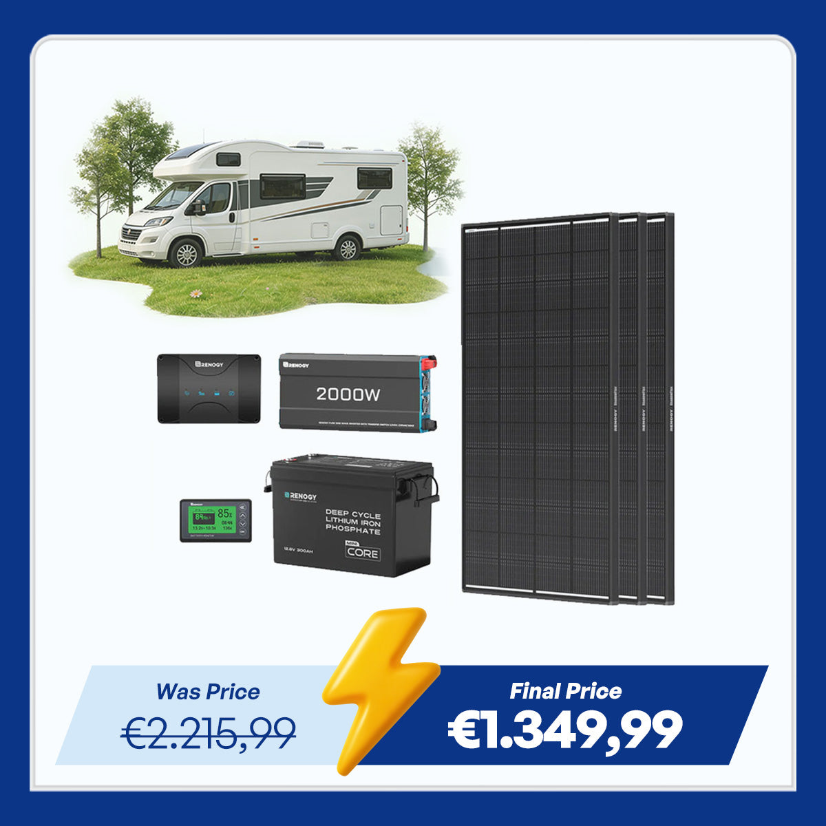 3,84Kwh Caravan Power System| 2000W Inverter, 50A Battery Charger