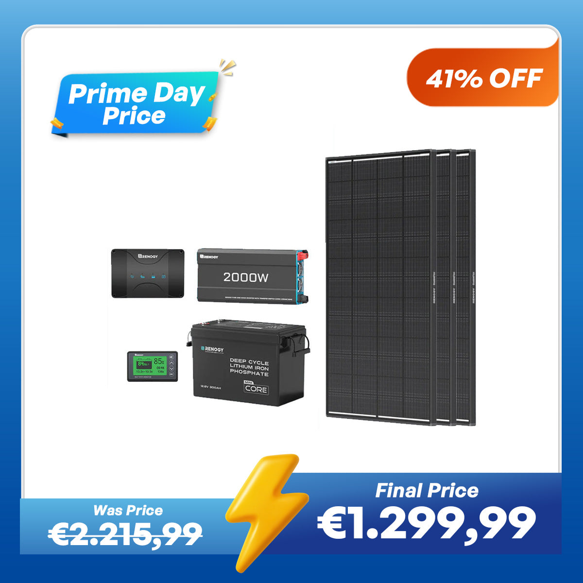 3,84Kwh Caravan Power System| 2000W Inverter, 50A Battery Charger