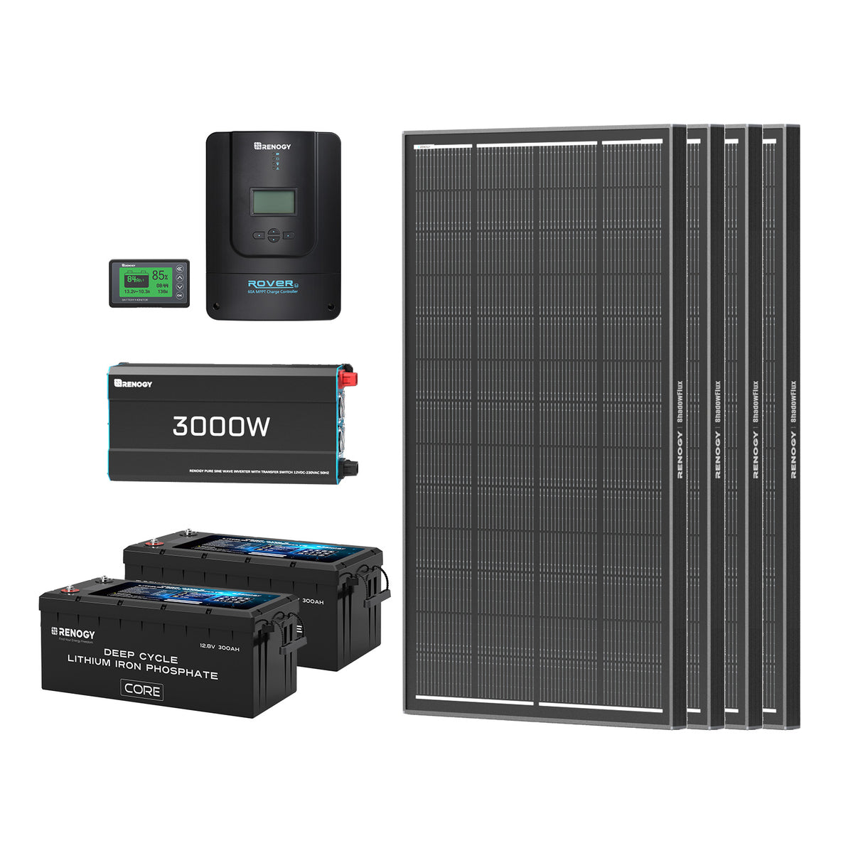 7,68Kwh Off-Grid Power System | 2x300Ah Lithium Battery, 3000W Inverter