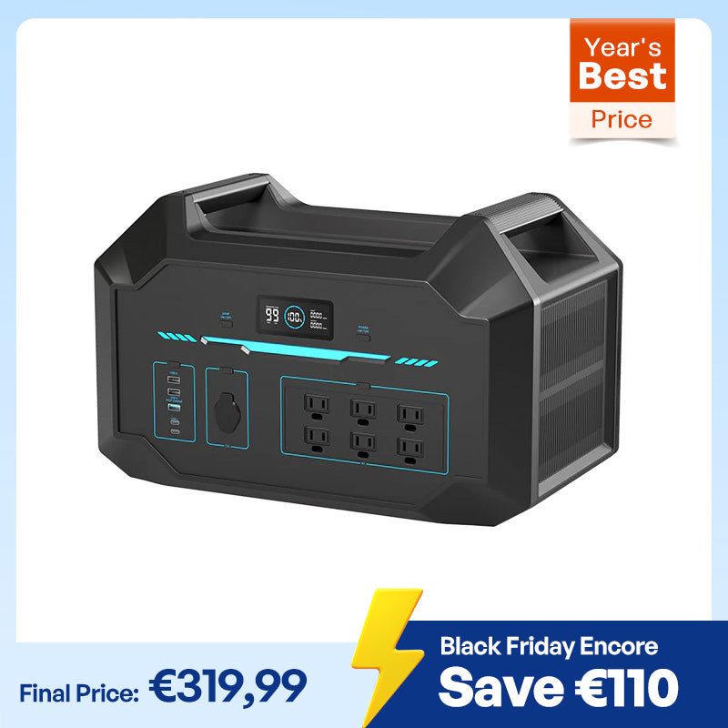 Renogy Portable Power Station Camping, 998Wh Backup Lithium Battery of 1hour 80% Fast Recharging