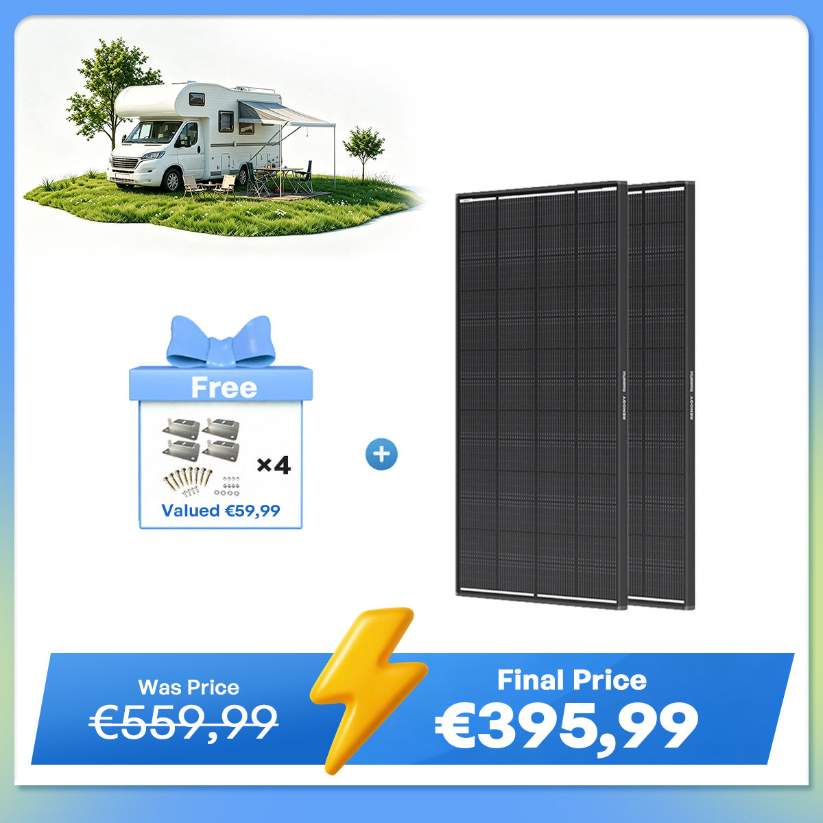 ShadowFlux 12V 200W Anti-Shading Solar Panel