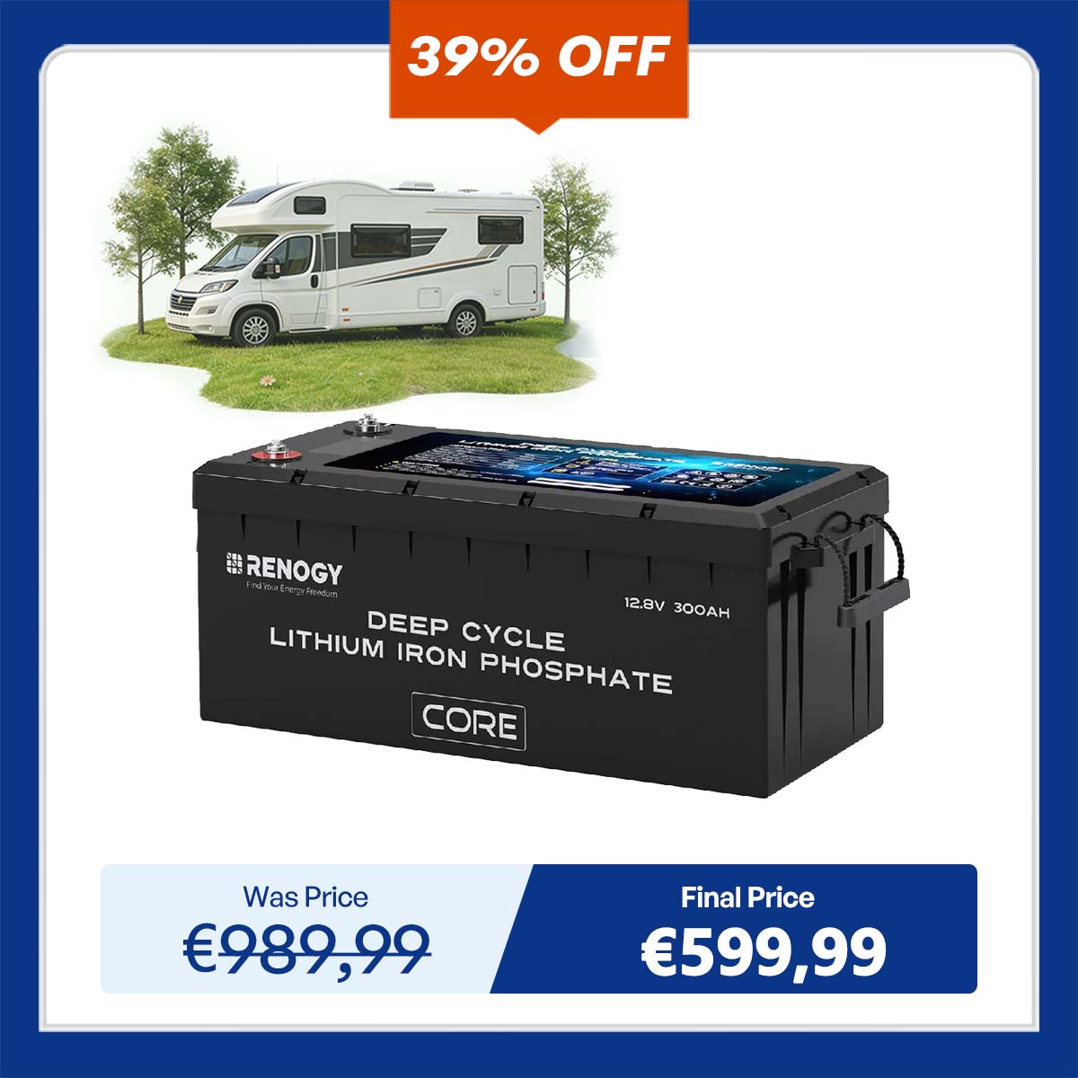 12V 300Ah Core Series Deep Cycle Lithium Iron Phosphate Battery w/Self-Heating New Version