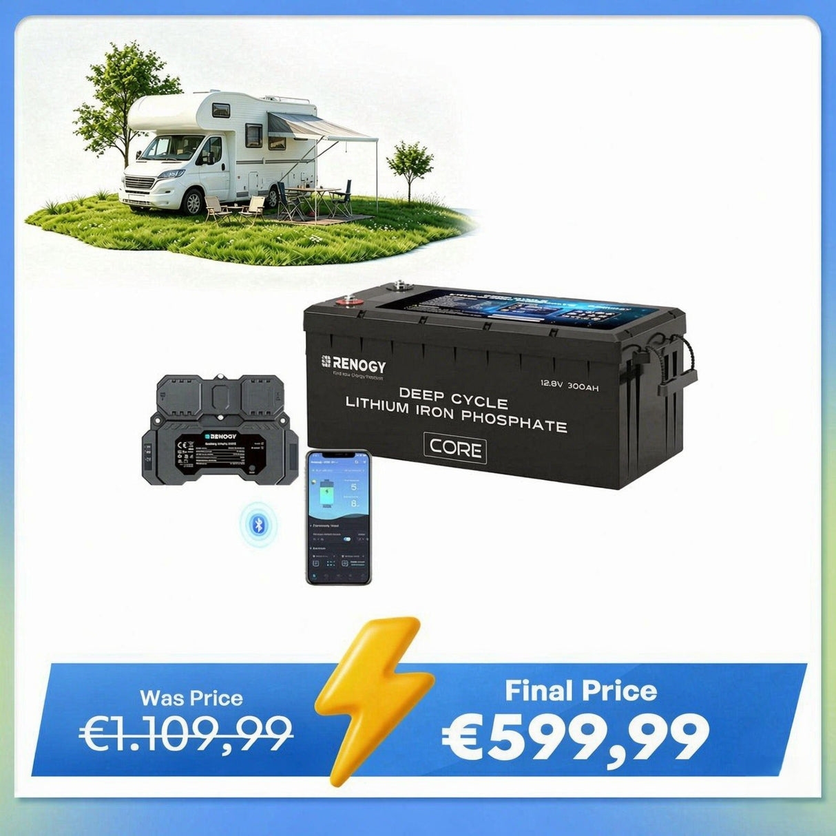 12V 300Ah Core Series Deep Cycle Lithium Iron Phosphate Battery w/Self-Heating New Version