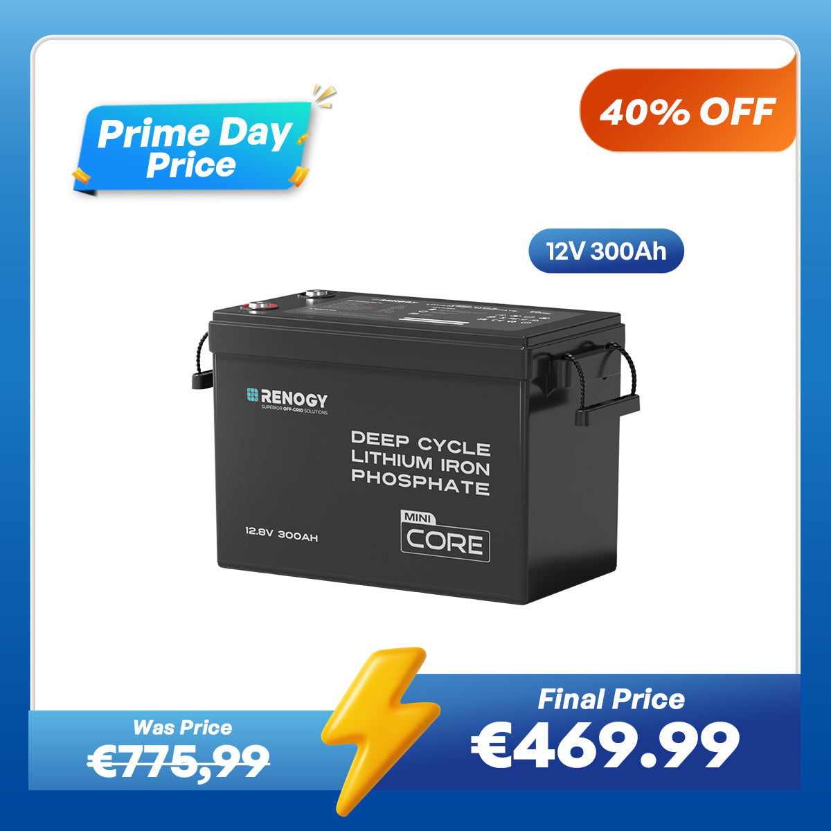 Core Mini - 12V 300Ah LiFePO4 Battery w/ Low-Temperature Protection