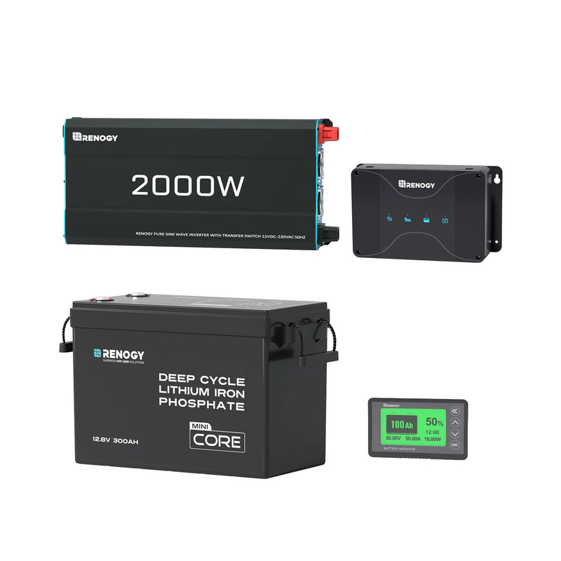 3,84kWh Caravan Power System | 2000W Inverter, 50A Battery Charger