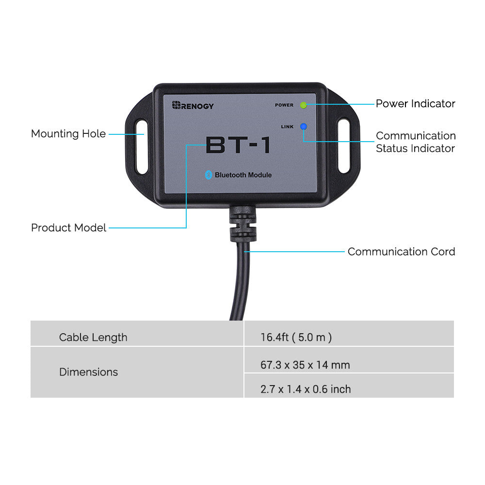 BT-1 Bluetooth Module for Renogy Products w/ RS232 Port