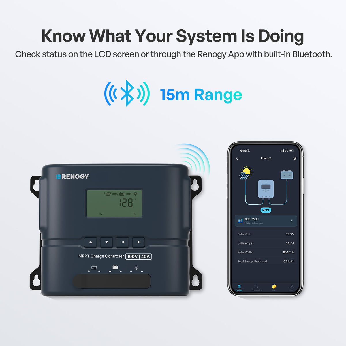 Rover 2 12V/24V 20A Compact MPPT Charge Controller with Bluetooth