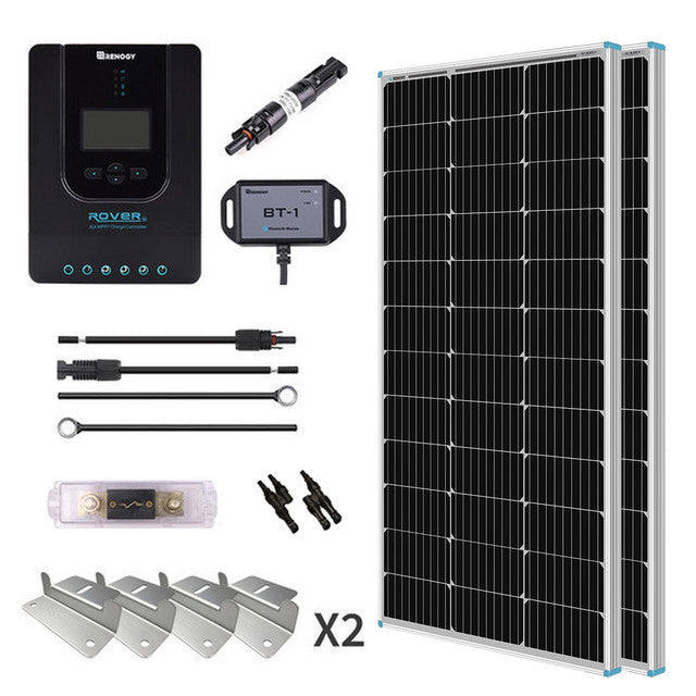 200W 12V/24V Solar Premium Kit w/Rover 20A MPPT Charger Controller for Camper RV Caravan Boat System Off Grid
