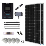 200W 12V/24V Solar Premium Kit w/Rover 20A MPPT Charger Controller for Camper RV Caravan Boat System Off Grid
