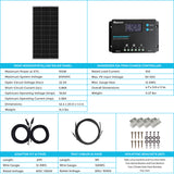 100W 12V Monocrystalline Solar Starter Kit w/Wanderer 10A Charge Controller