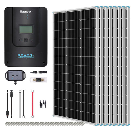 800W 12V/24V Solar Premium Kit w/Rover 60A Charger Controller
