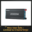 2000W 12V Solar Inverter Pure Sine Wave DC to AC for Camper Van Motorhome Off-Grid