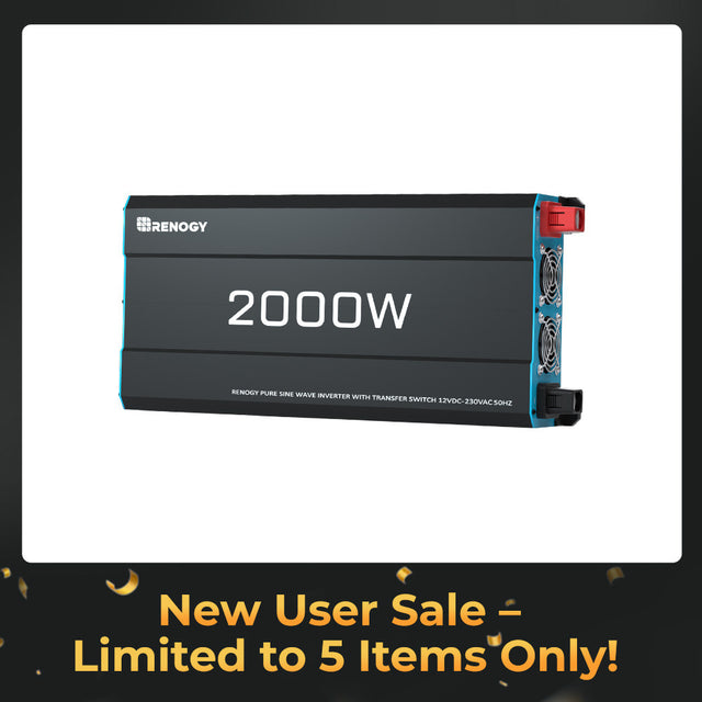 2000W 12V Solar Inverter Pure Sine Wave DC to AC for Camper Van Motorhome Off-Grid