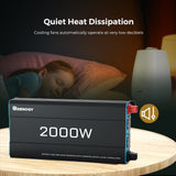 Open Box - 2000W 12V Solar Inverter Pure Sine Wave DC to AC for Camper Van Motorhome Off-Grid