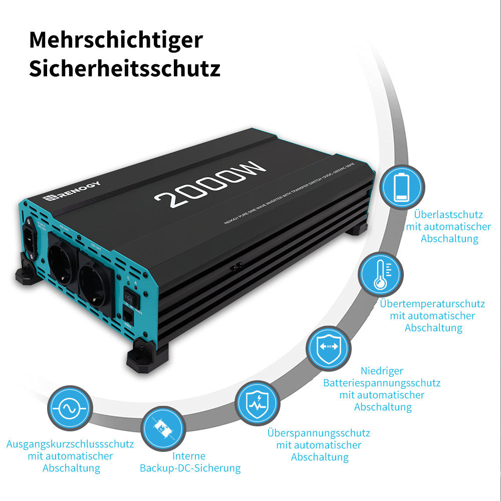 2000W 12V Pure Sine Wave Inverter with UPS Function