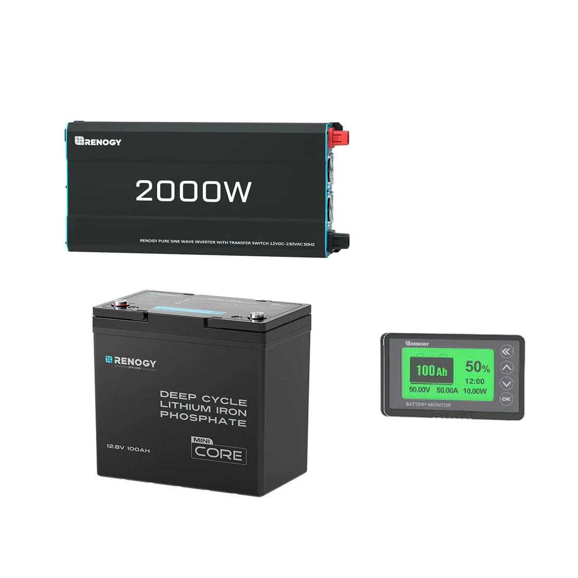 1,28kWh Caravan Power System | 2000W Inverter, 100Ah Lithium Battery