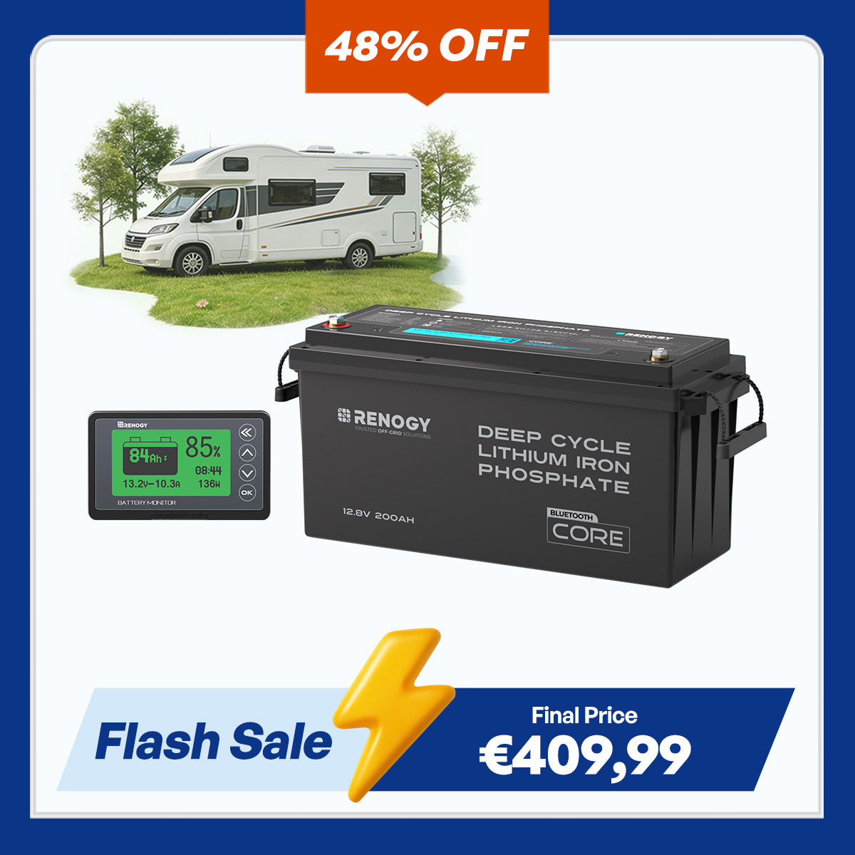 Core - 12V 200Ah Lithium Iron Phosphate Battery w/ Bluetooth