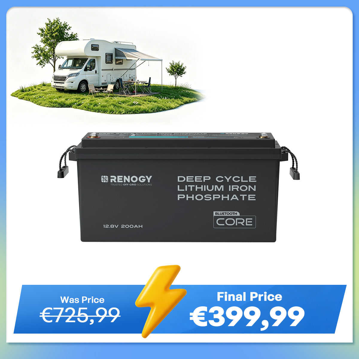 Core - 12V 200Ah Lithium Iron Phosphate Battery w/ Bluetooth