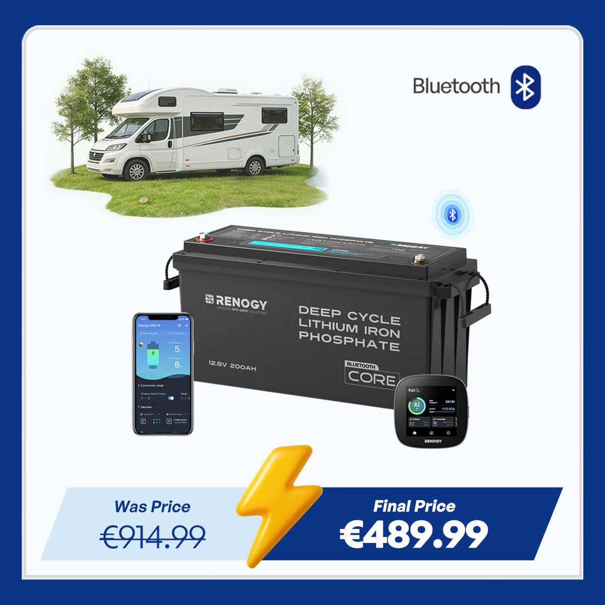 Core - 12V 200Ah Lithium Iron Phosphate Battery w/ Bluetooth