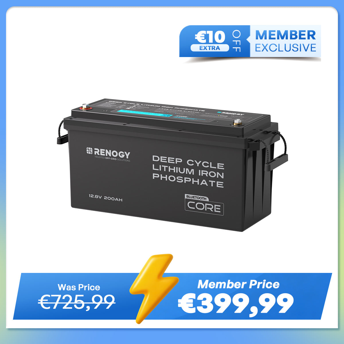 Core - 12V 200Ah Lithium Iron Phosphate Battery w/ Bluetooth