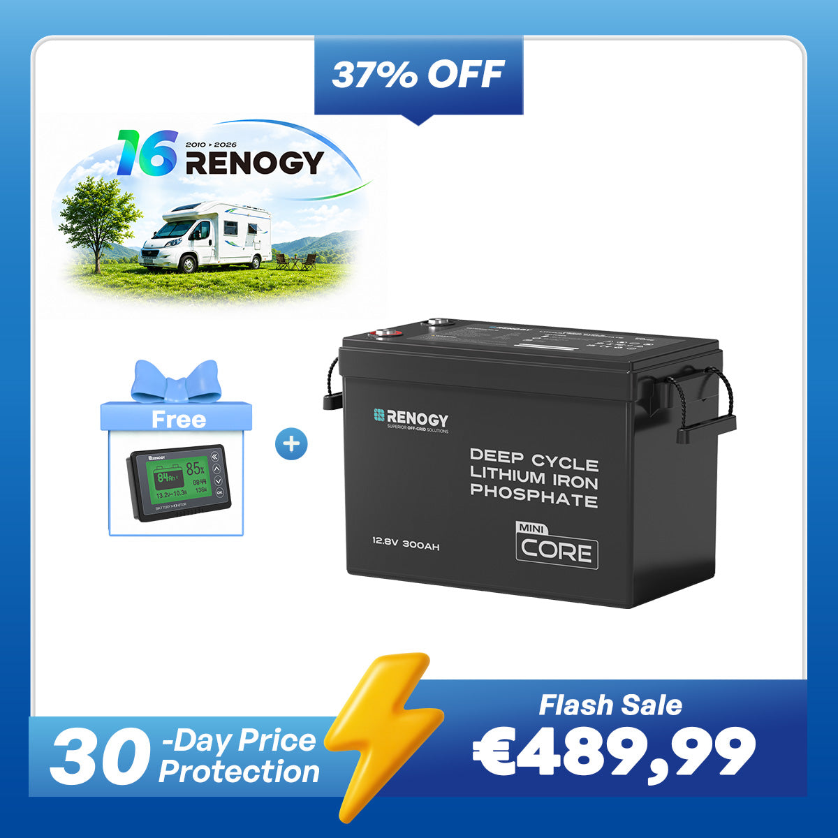 Core Mini - 12V 300Ah LiFePO4 Battery w/ Low-Temperature Protection