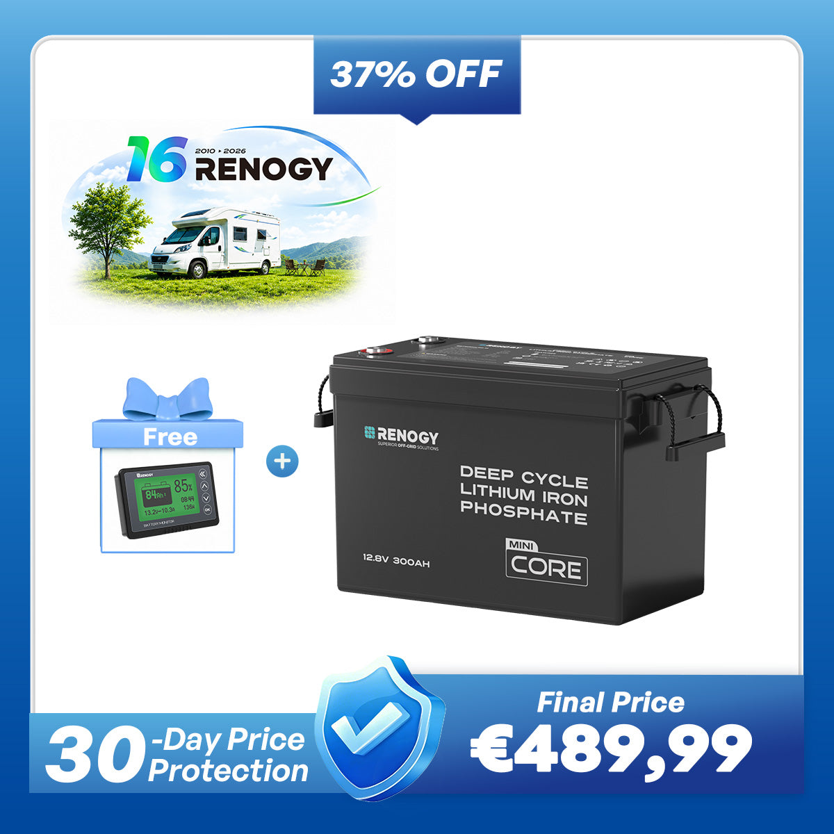 Core Mini - 12V 300Ah LiFePO4 Battery w/ Low-Temperature Protection