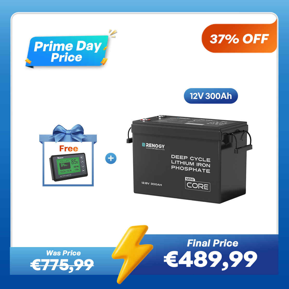 Core Mini - 12V 300Ah LiFePO4 Battery w/ Low-Temperature Protection