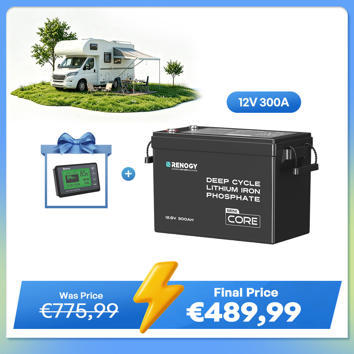 Core Mini - 12V 300Ah LiFePO4 Battery w/ Low-Temperature Protection