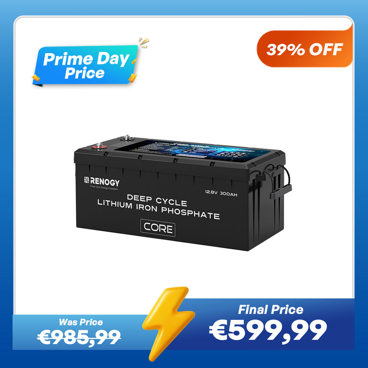 12V 300Ah Core Series Deep Cycle Lithium Iron Phosphate Battery w/Self-Heating New Version